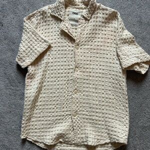 OAS Cream Woven short sleeve button down